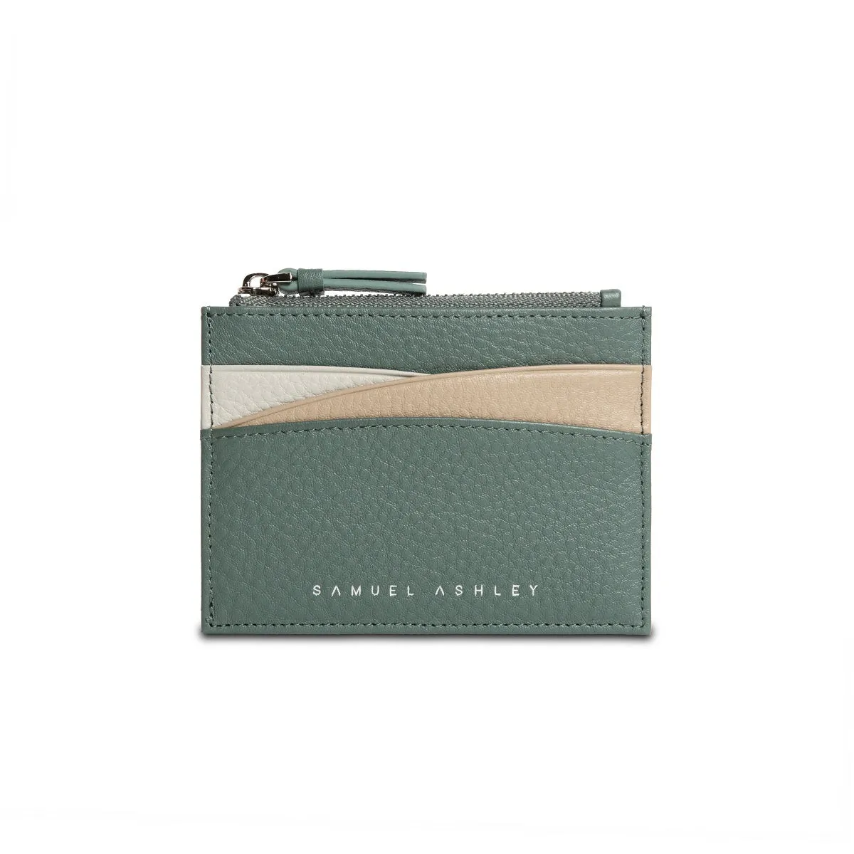 Amber Top Zip Leather Card Holder