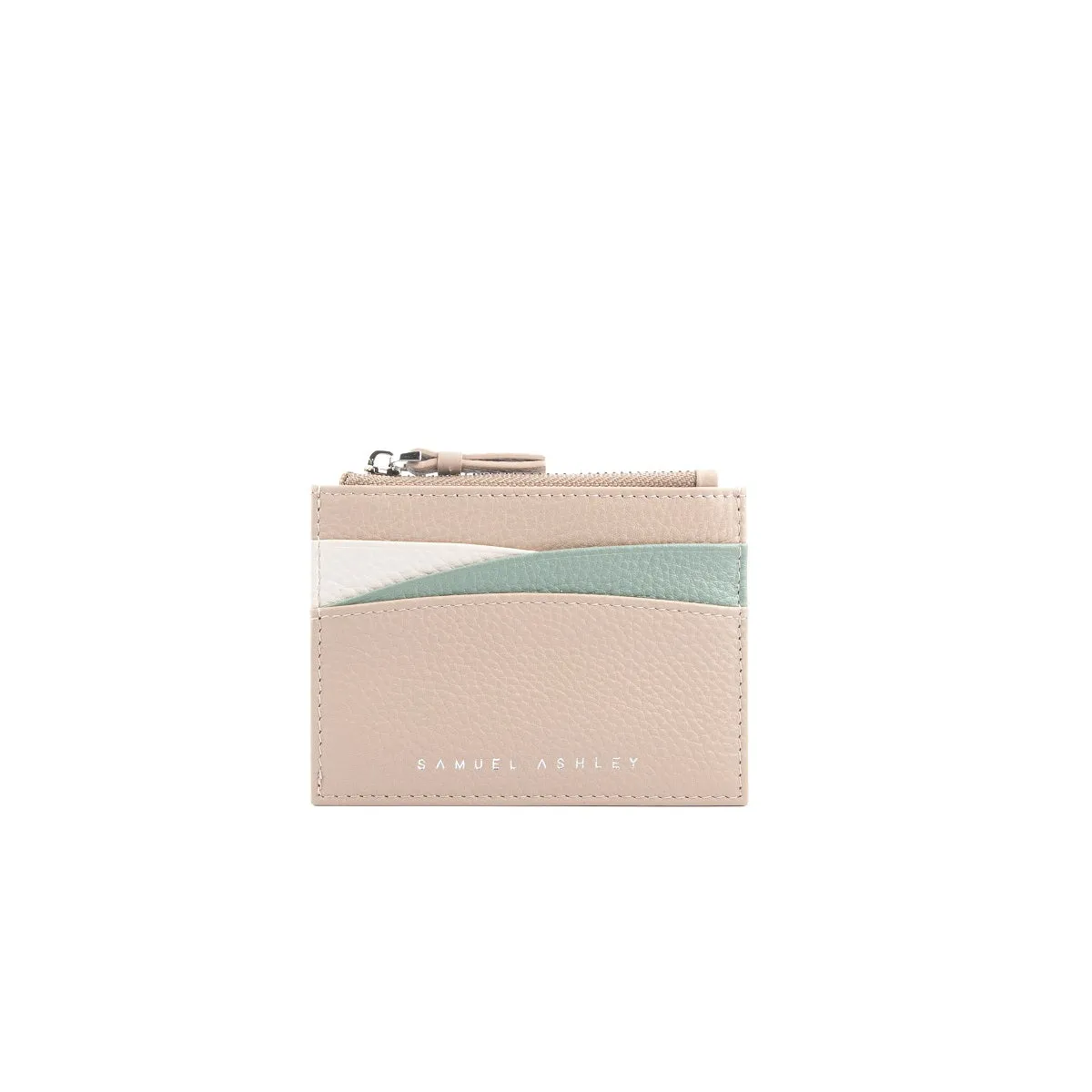 Amber Top Zip Leather Card Holder