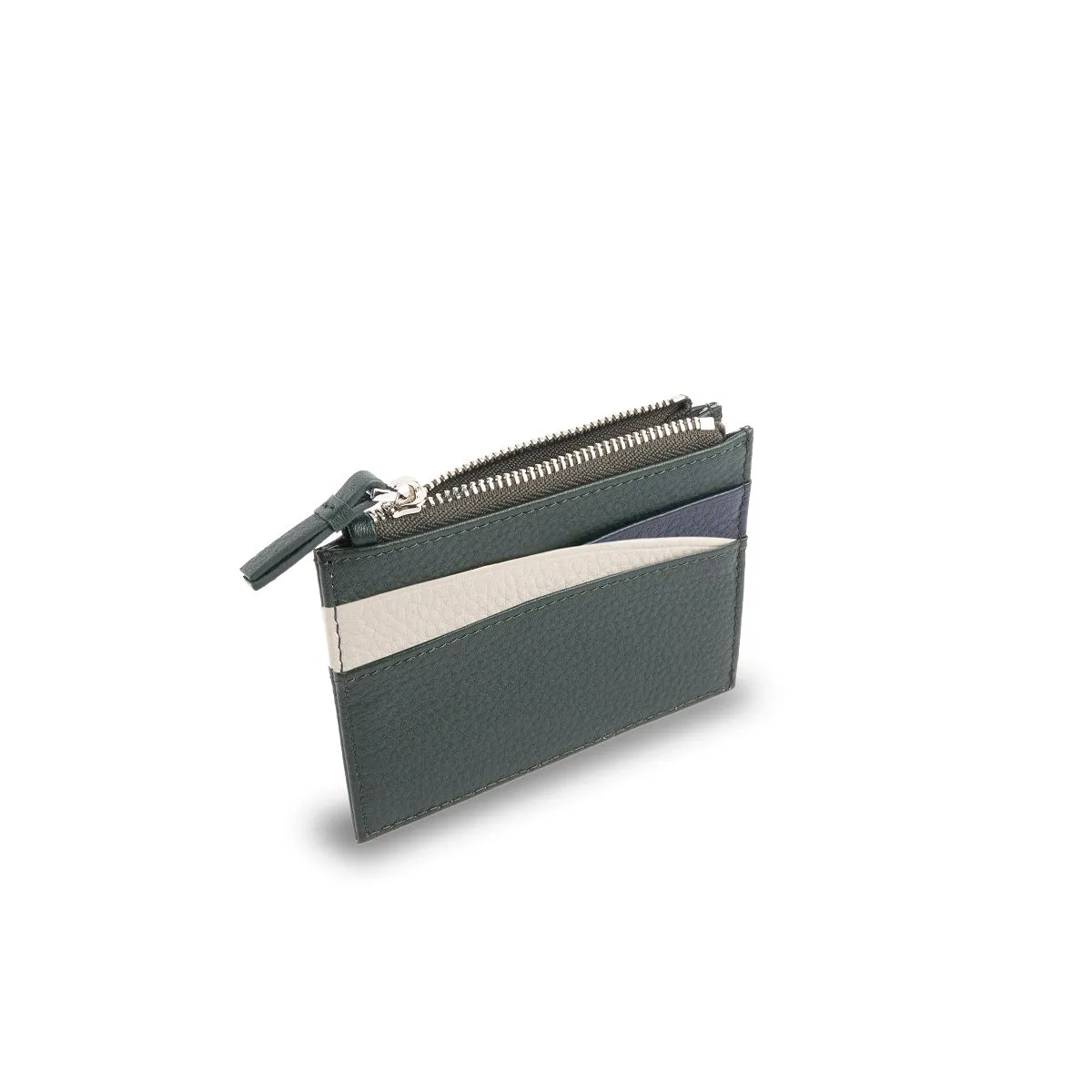 Amber Top Zip Leather Card Holder