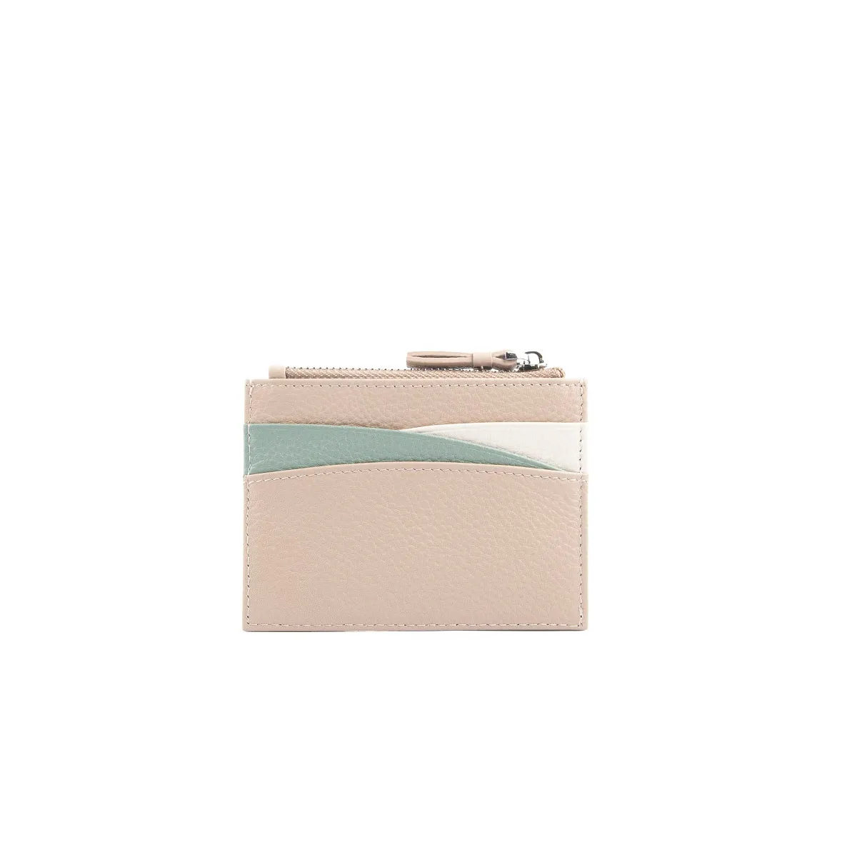 Amber Top Zip Leather Card Holder