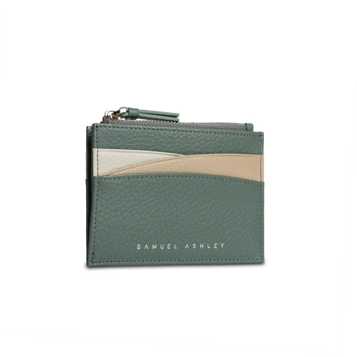 Amber Top Zip Leather Card Holder