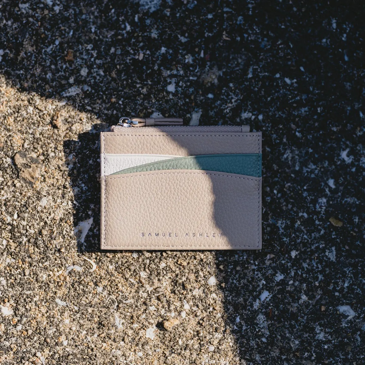 Amber Top Zip Leather Card Holder