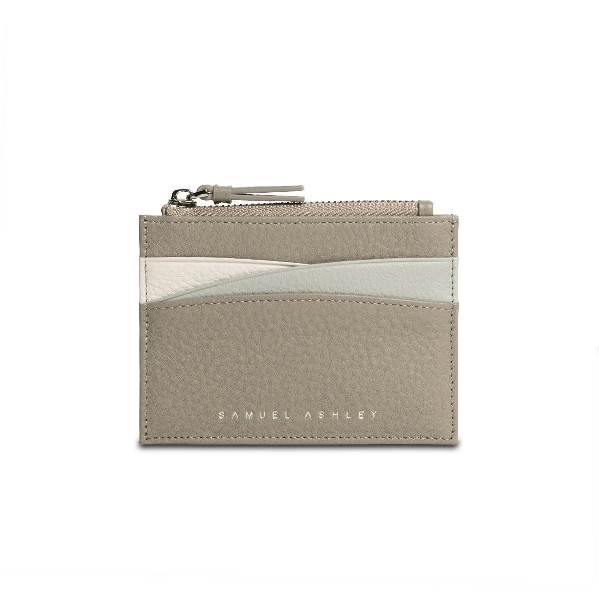 Amber Top Zip Leather Card Holder