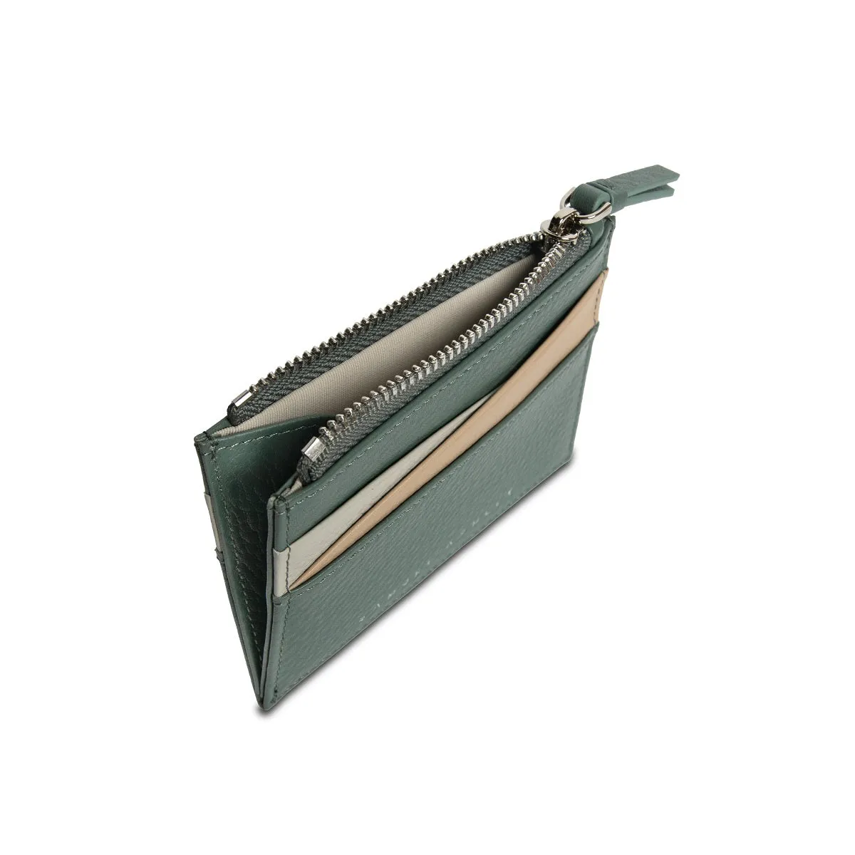 Amber Top Zip Leather Card Holder