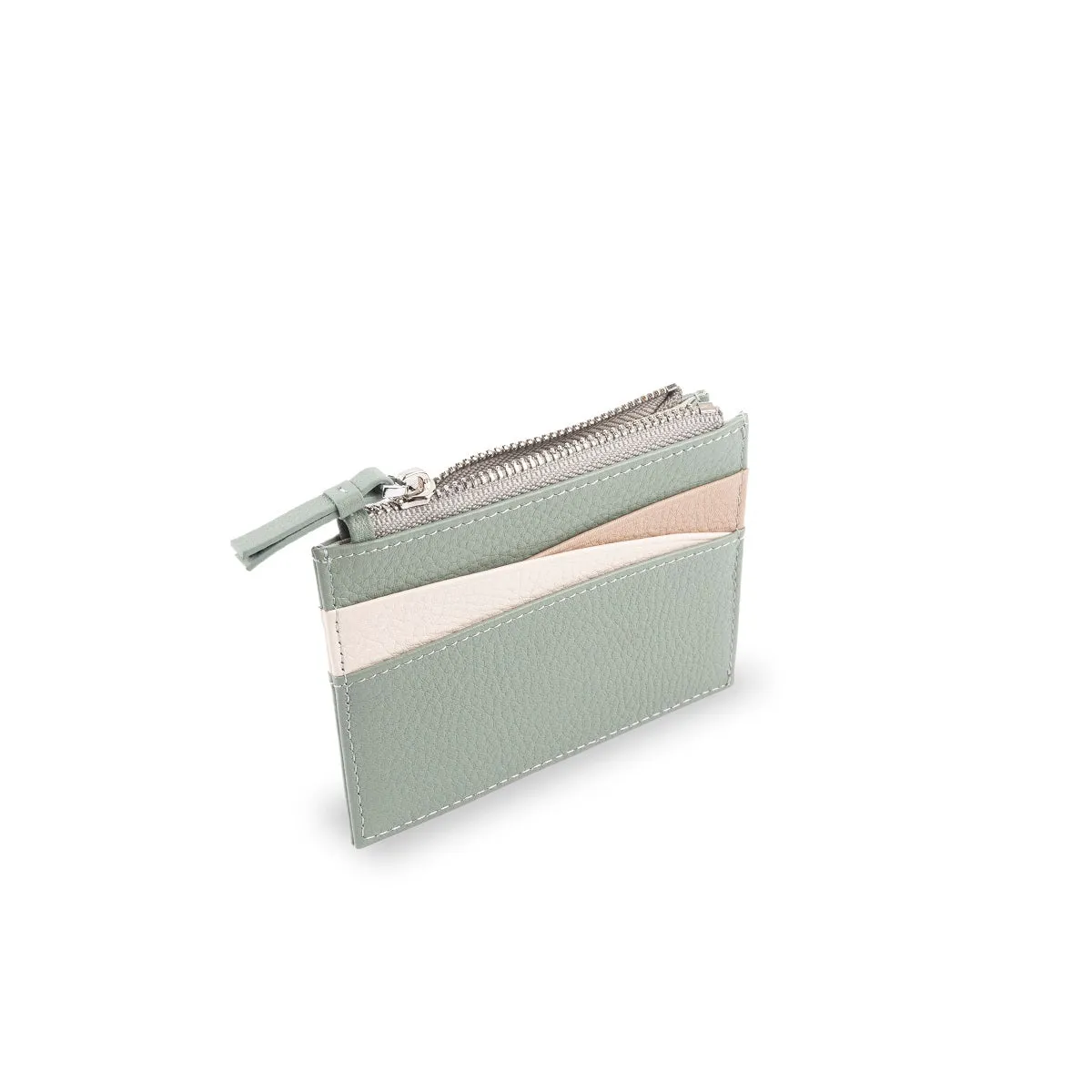 Amber Top Zip Leather Card Holder