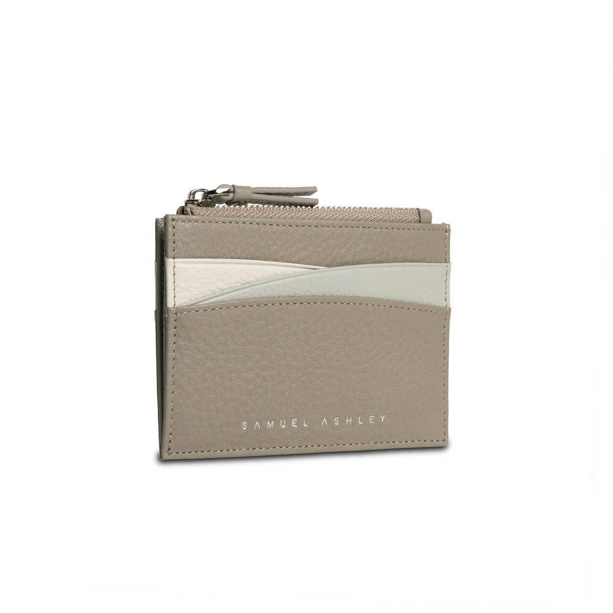 Amber Top Zip Leather Card Holder