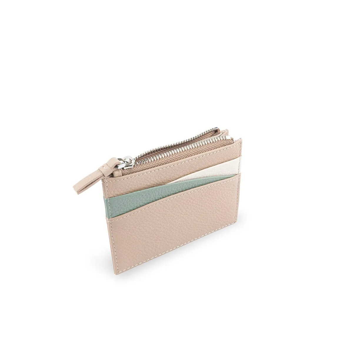 Amber Top Zip Leather Card Holder