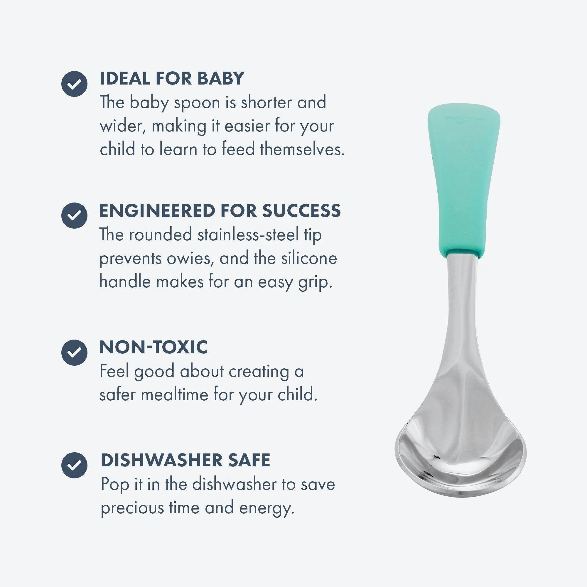 Avanchy Stainless Steel Baby Spoons - Pack of 2 - Blue