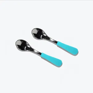 Avanchy Stainless Steel Baby Spoons - Pack of 2 - Blue