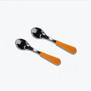 Avanchy Stainless Steel Baby Spoons - Pack of 2 - Orange
