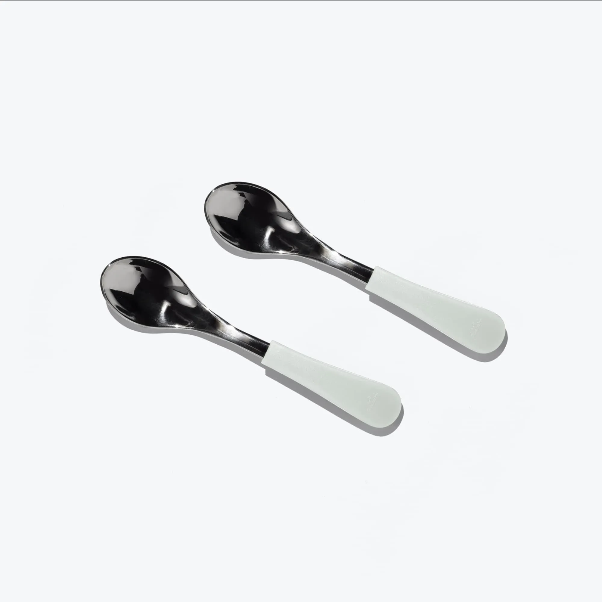 Avanchy Stainless Steel Baby Spoons - Pack of 2 - White