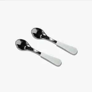 Avanchy Stainless Steel Baby Spoons - Pack of 2 - White