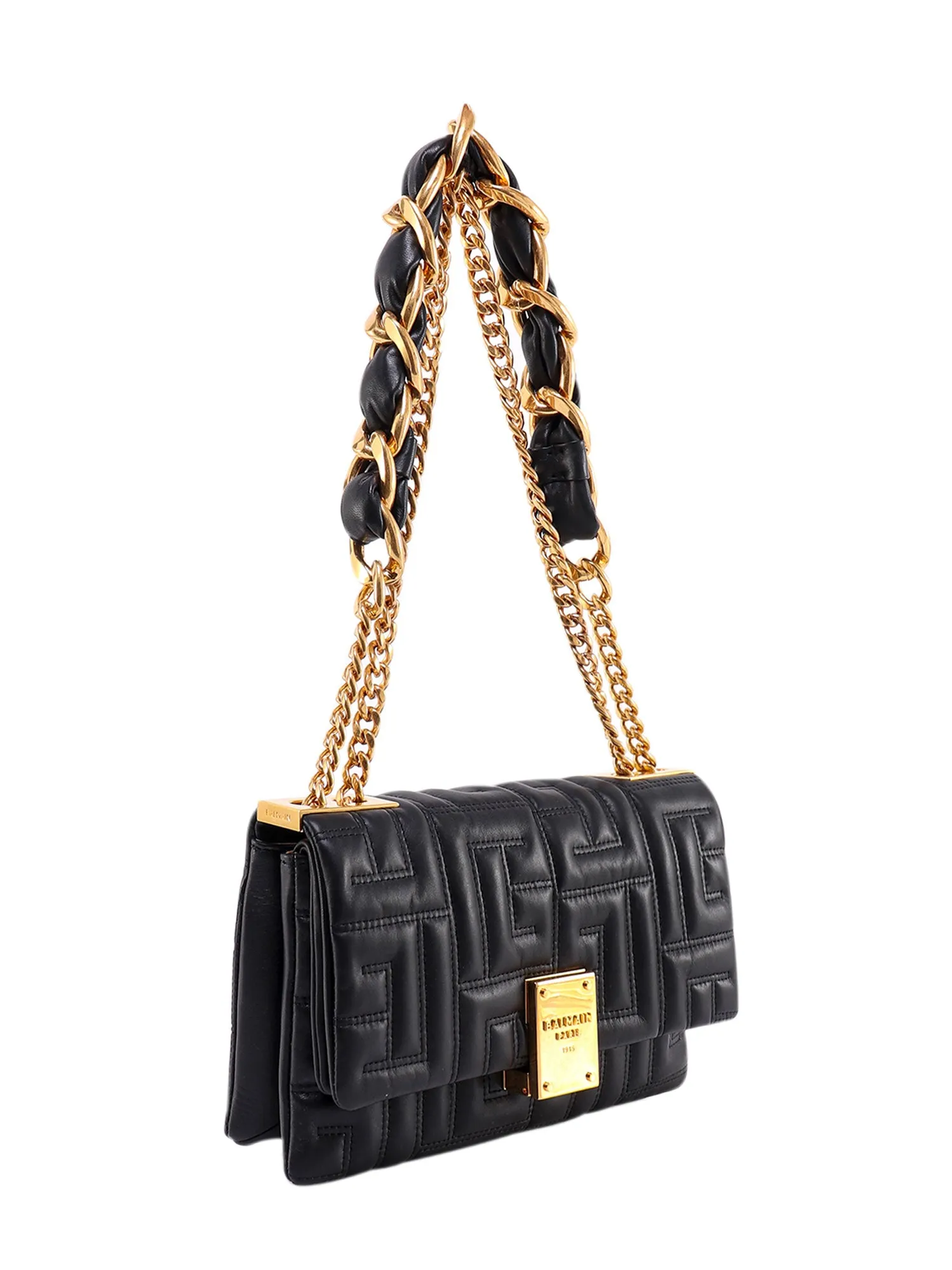 Balmain Logo Plaque Quilted Crossbody Bag