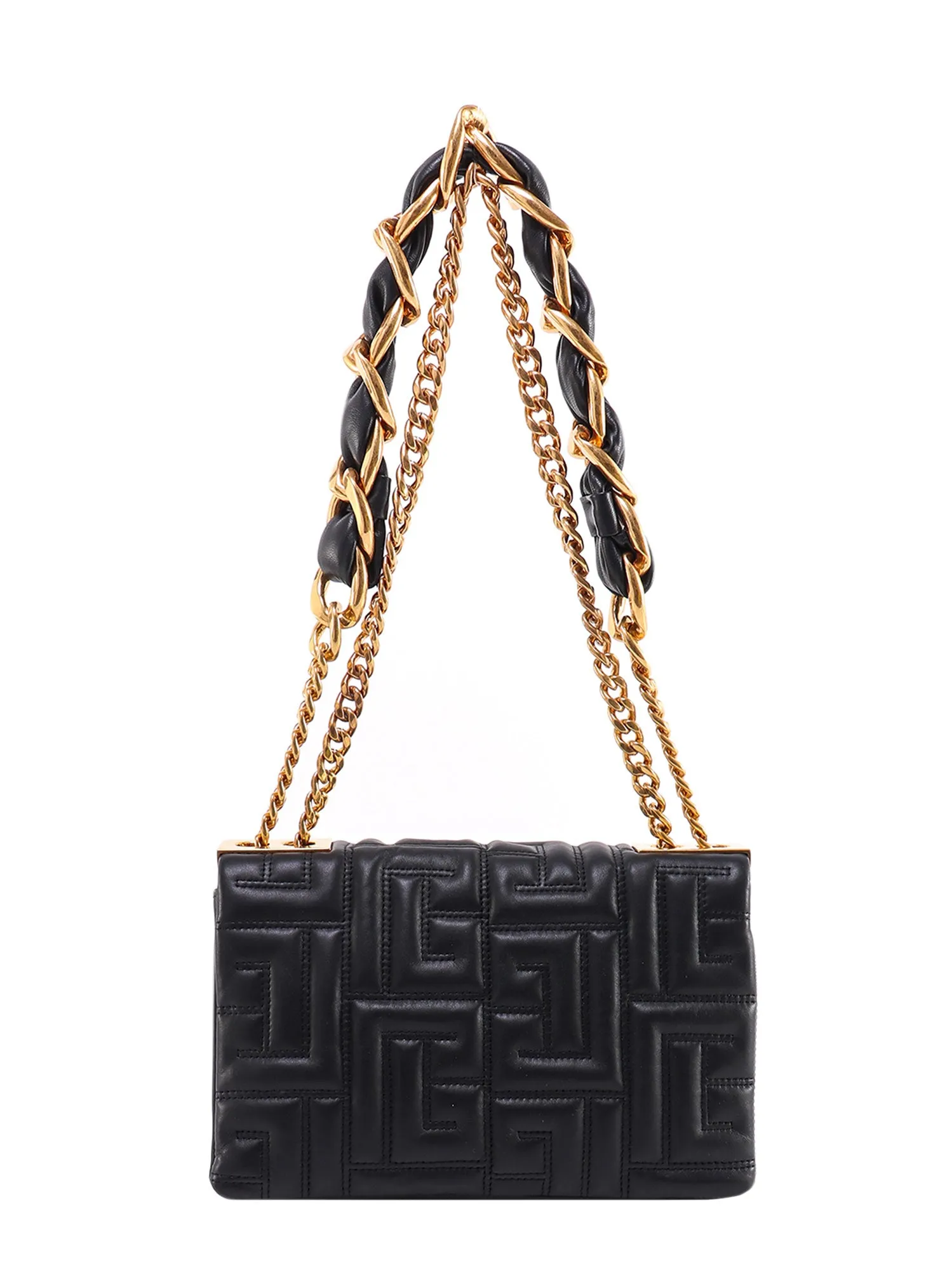 Balmain Logo Plaque Quilted Crossbody Bag
