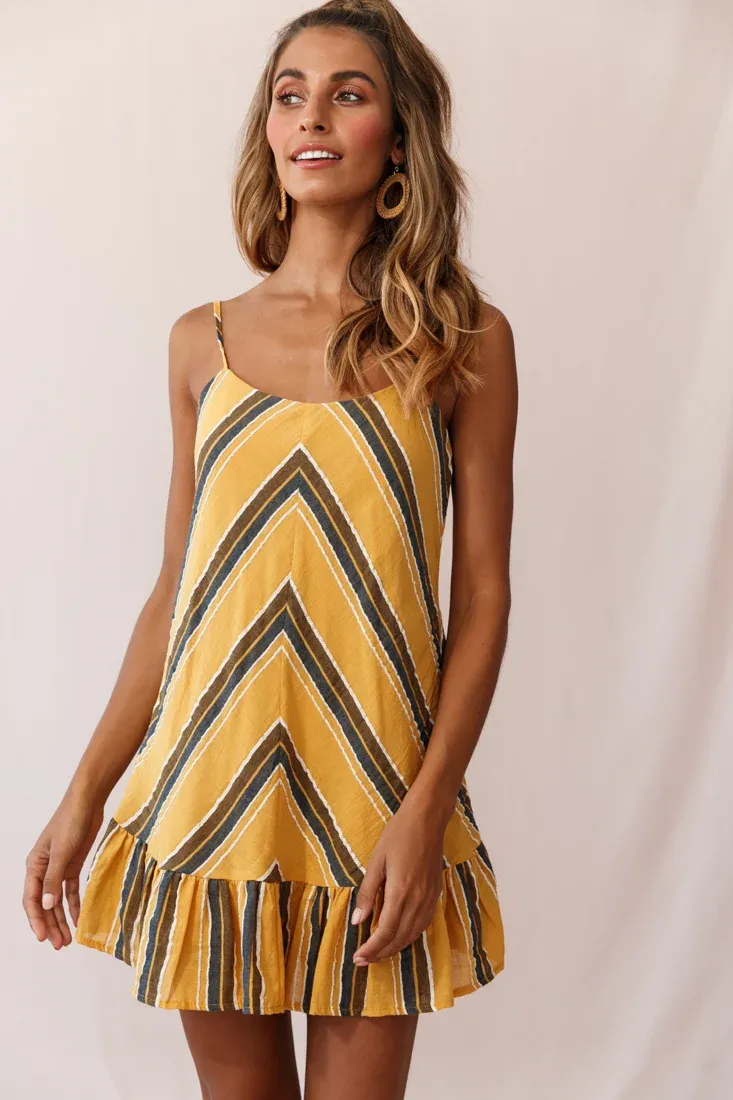 Beni Cami Strap Shift Dress Mustard