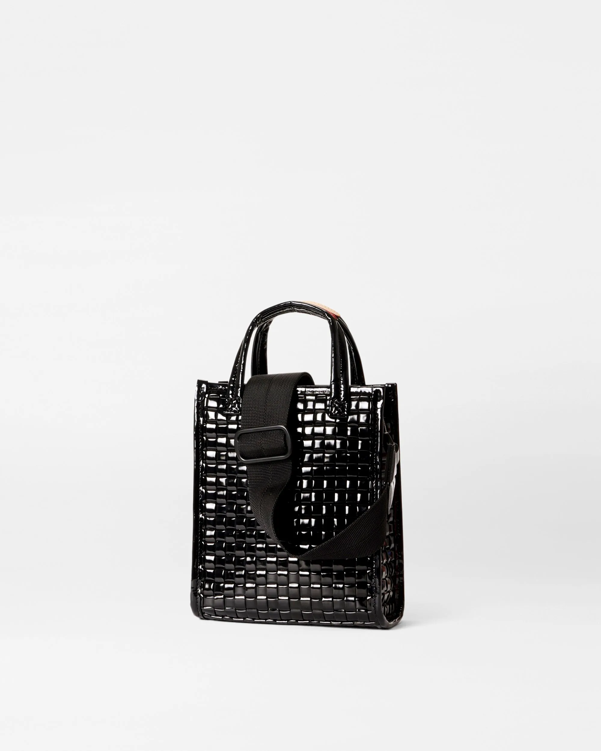 Black Lacquer Micro Woven Box Tote