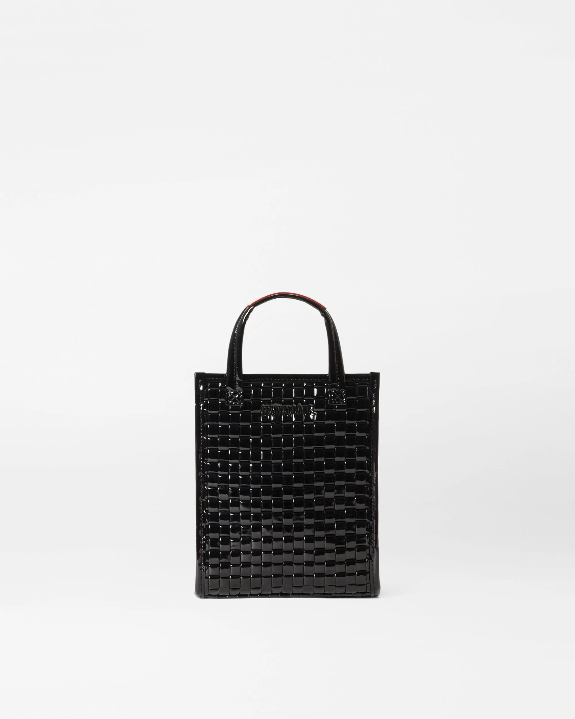 Black Lacquer Micro Woven Box Tote