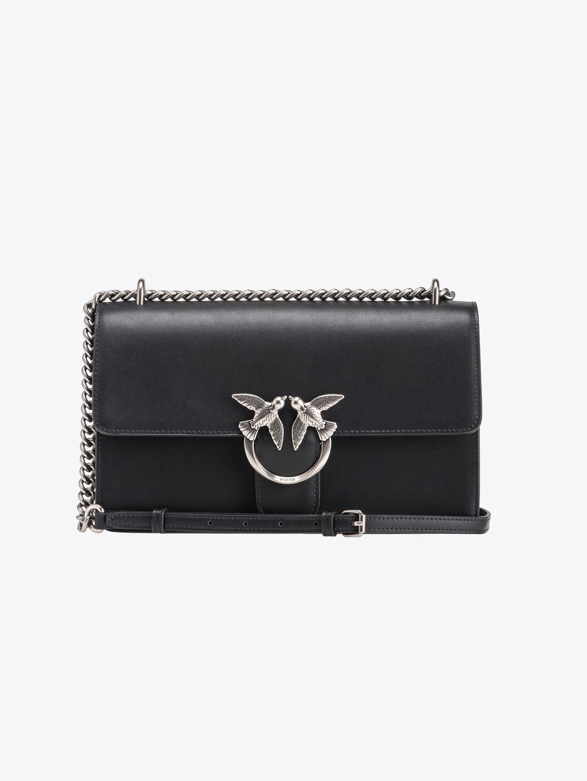Black Leather Hand Silk Shoulder Bag