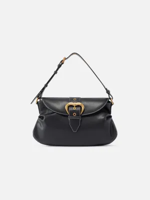 Black/Gold Crystal Leather Bag