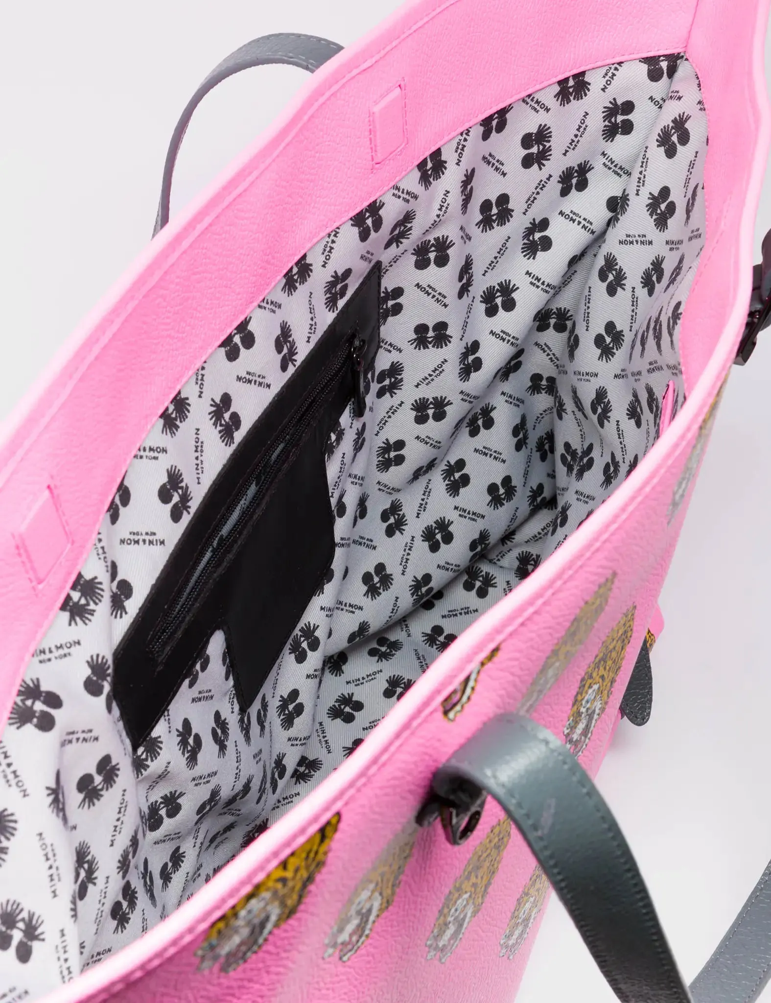 Bruno Bubblegum Pink Leather Tote Bag - Blazing Tiger Print