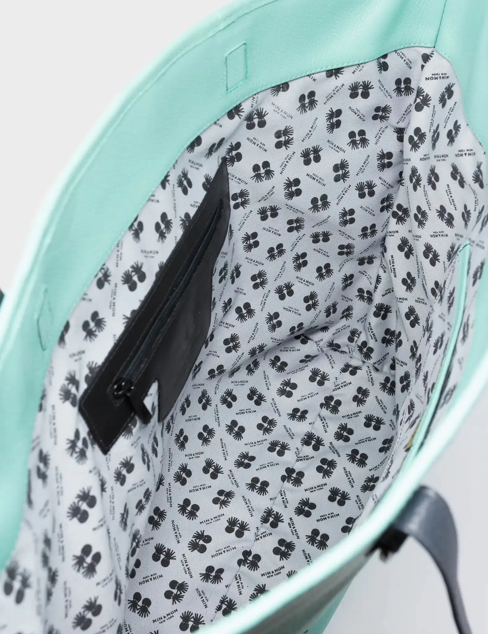 Bruno Oceanic Green Leather Tote Bag - Eye Love New York Embroidery