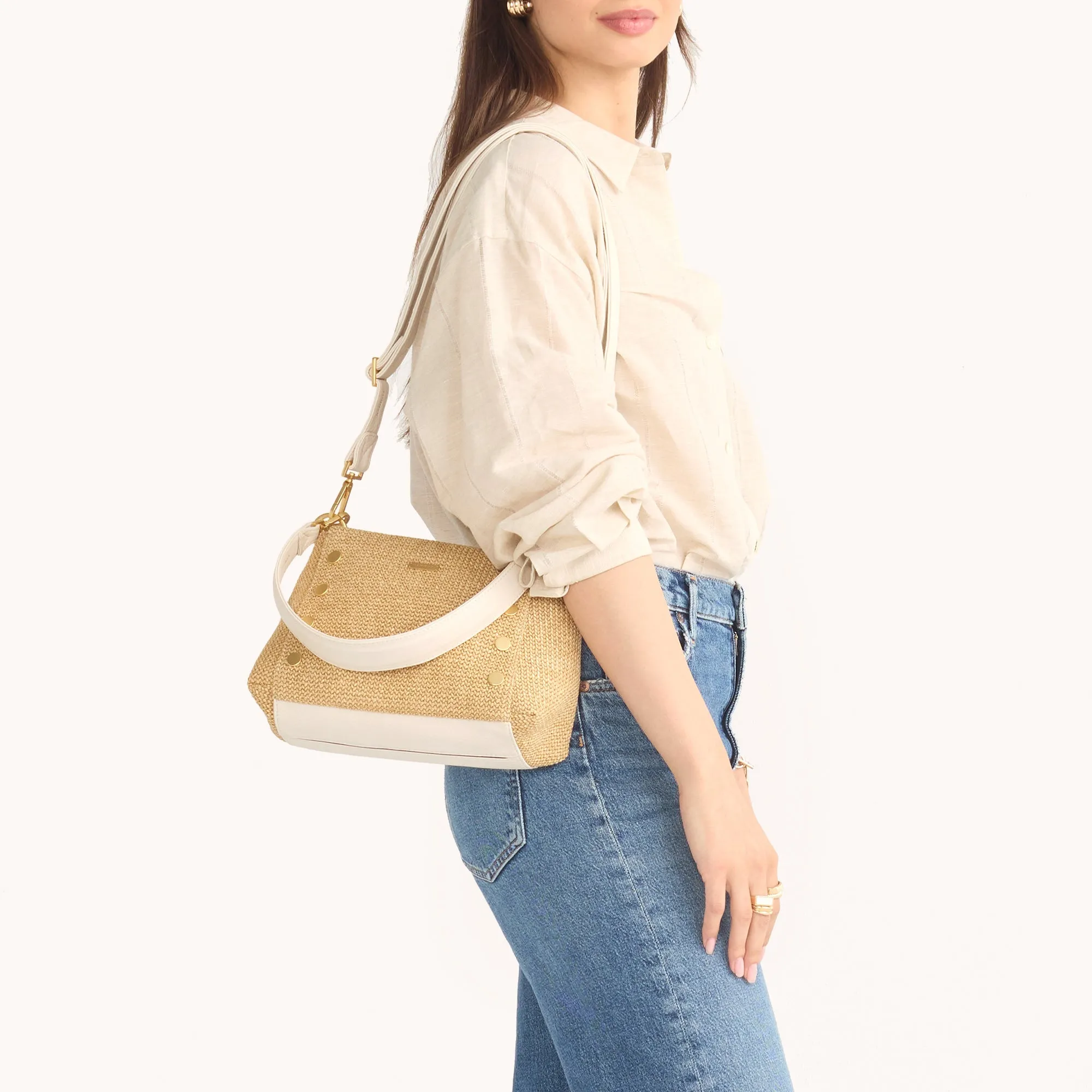 Bryant | Calla Lily White Raffia/Brushed Gold | Med