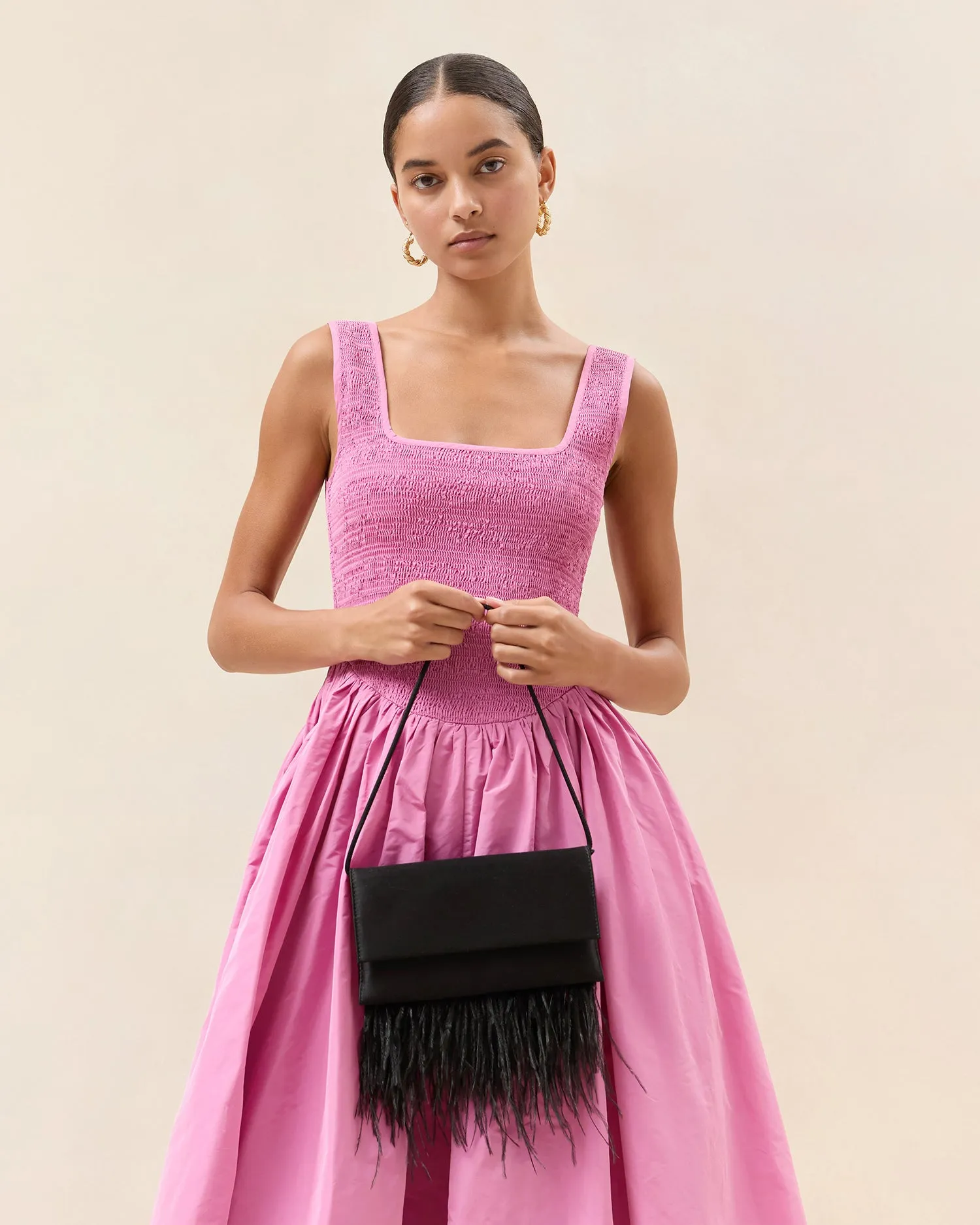 Charlee Black Satin Shoulder Bag