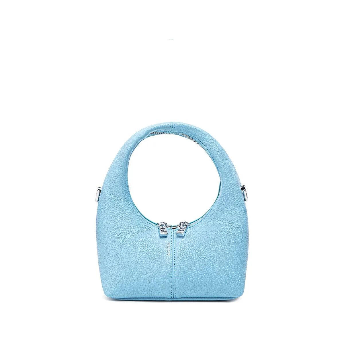 Circle Vegan Leather Crossbody Bag | Light Blue Pebbled