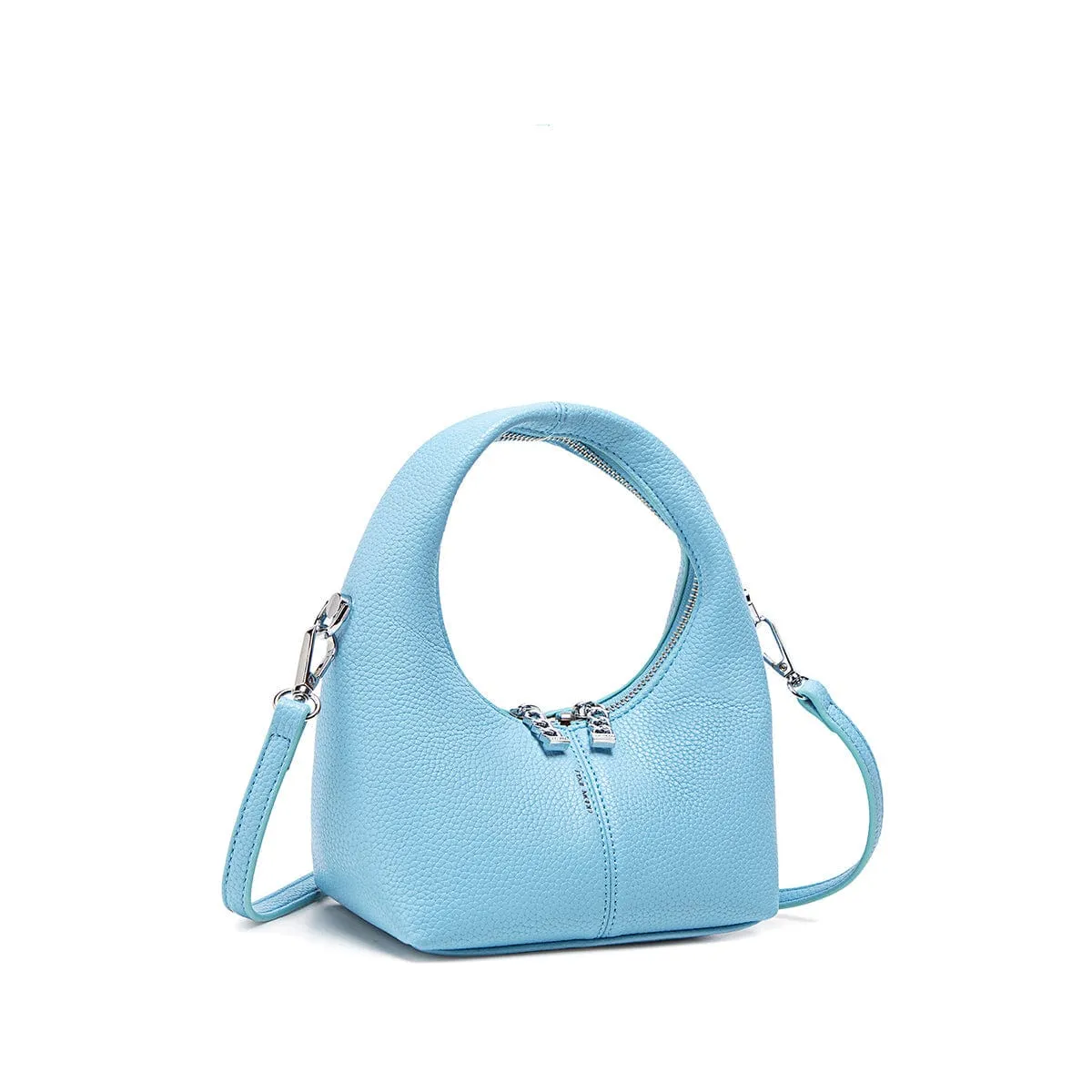 Circle Vegan Leather Crossbody Bag | Light Blue Pebbled