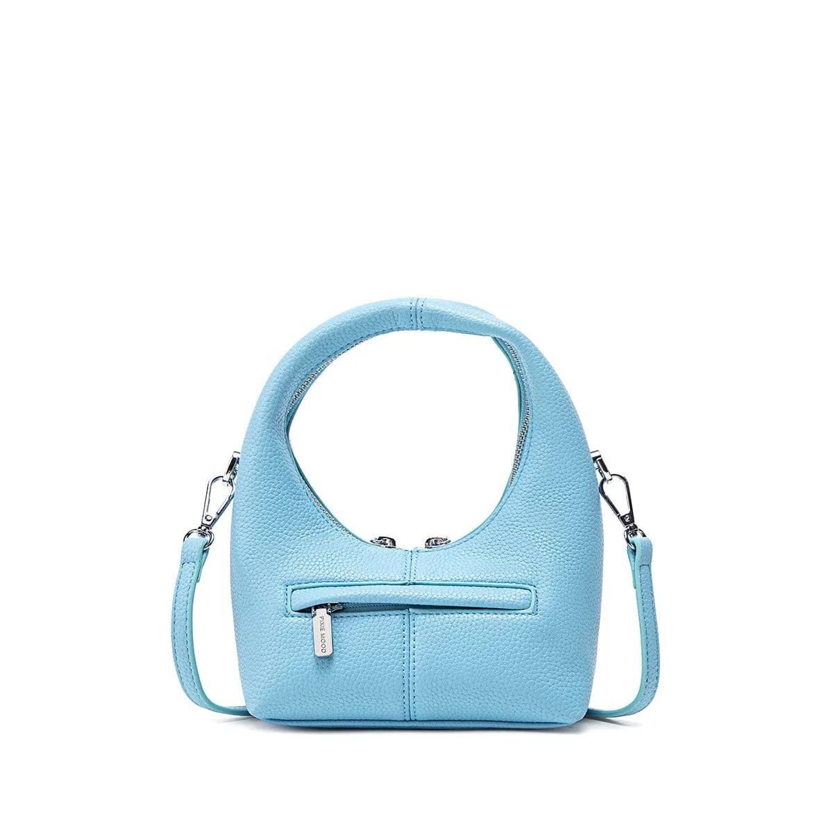 Circle Vegan Leather Crossbody Bag | Light Blue Pebbled