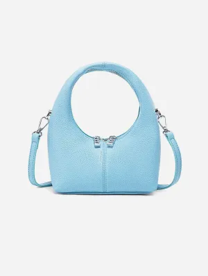 Circle Vegan Leather Crossbody Bag | Light Blue Pebbled