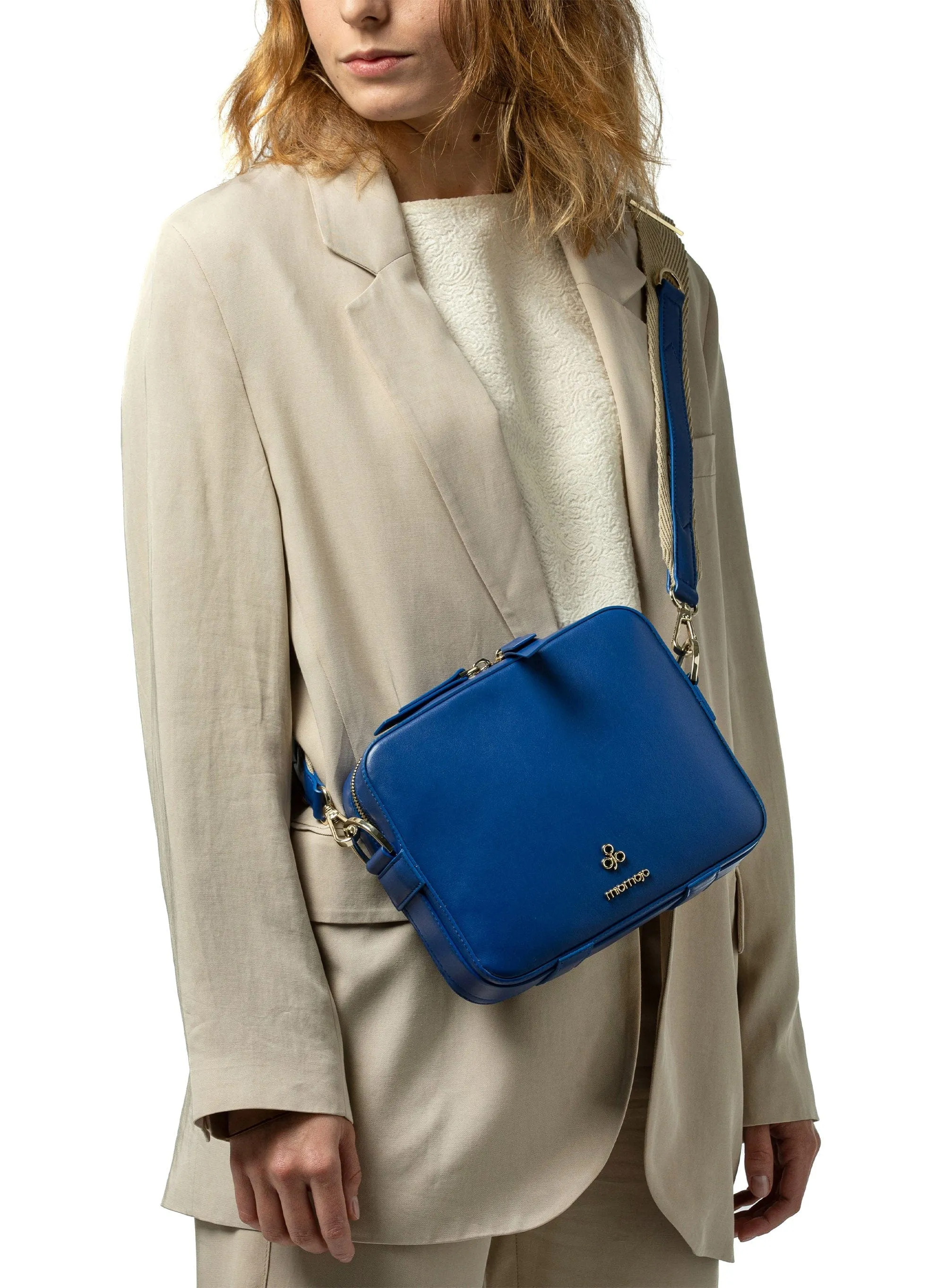 Dalila Apple Leather Vegan Crossbody Bag | Blue