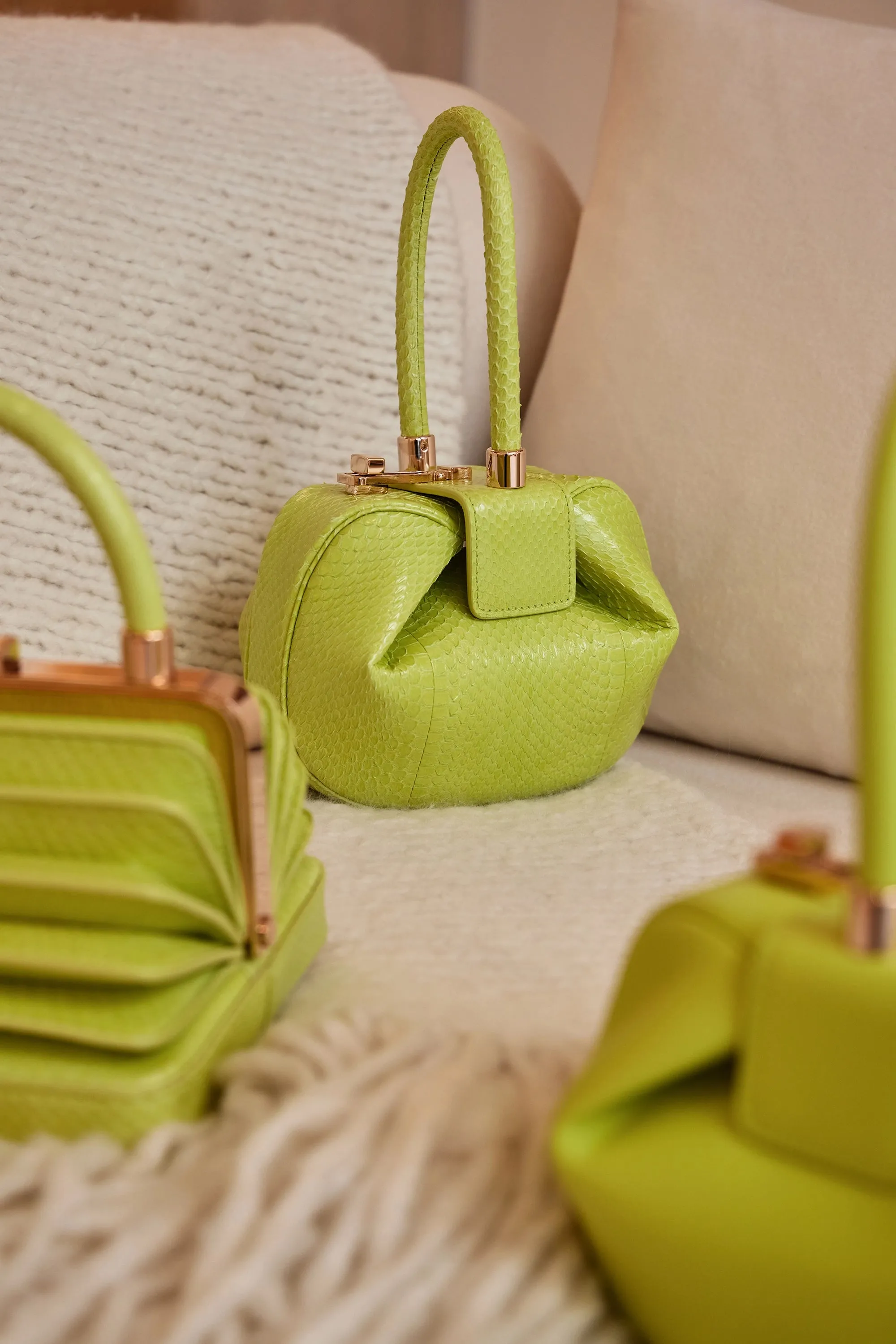 Demi Bag in Lime Adamite Snakeskin