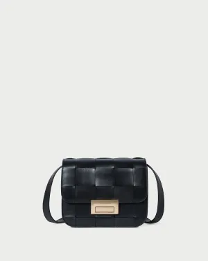 Desi Black Woven Leather Crossbody