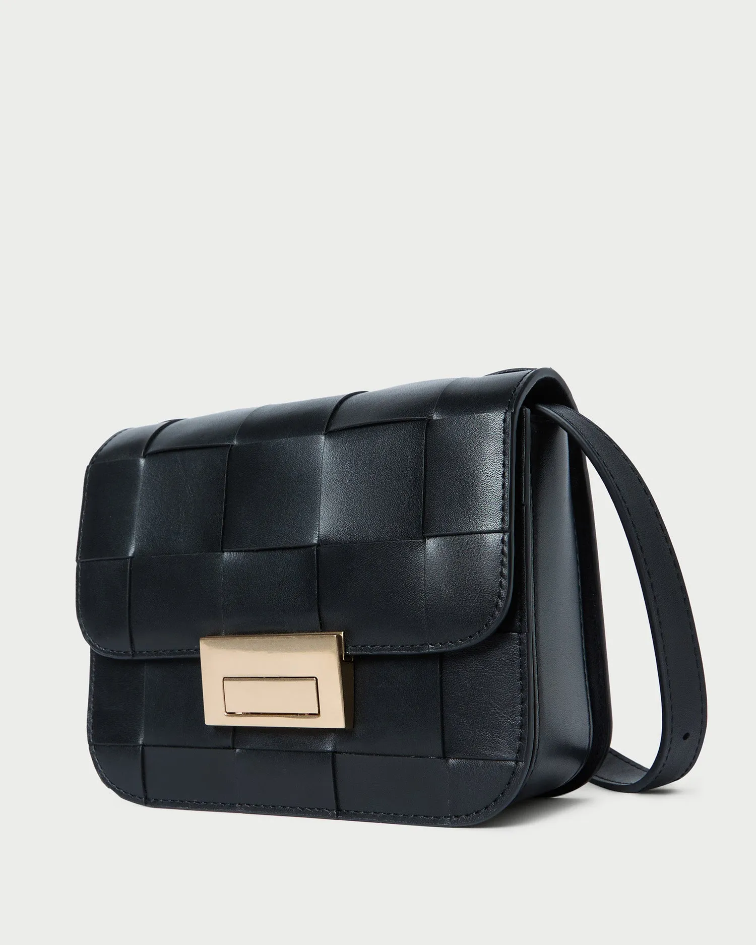 Desi Black Woven Leather Crossbody