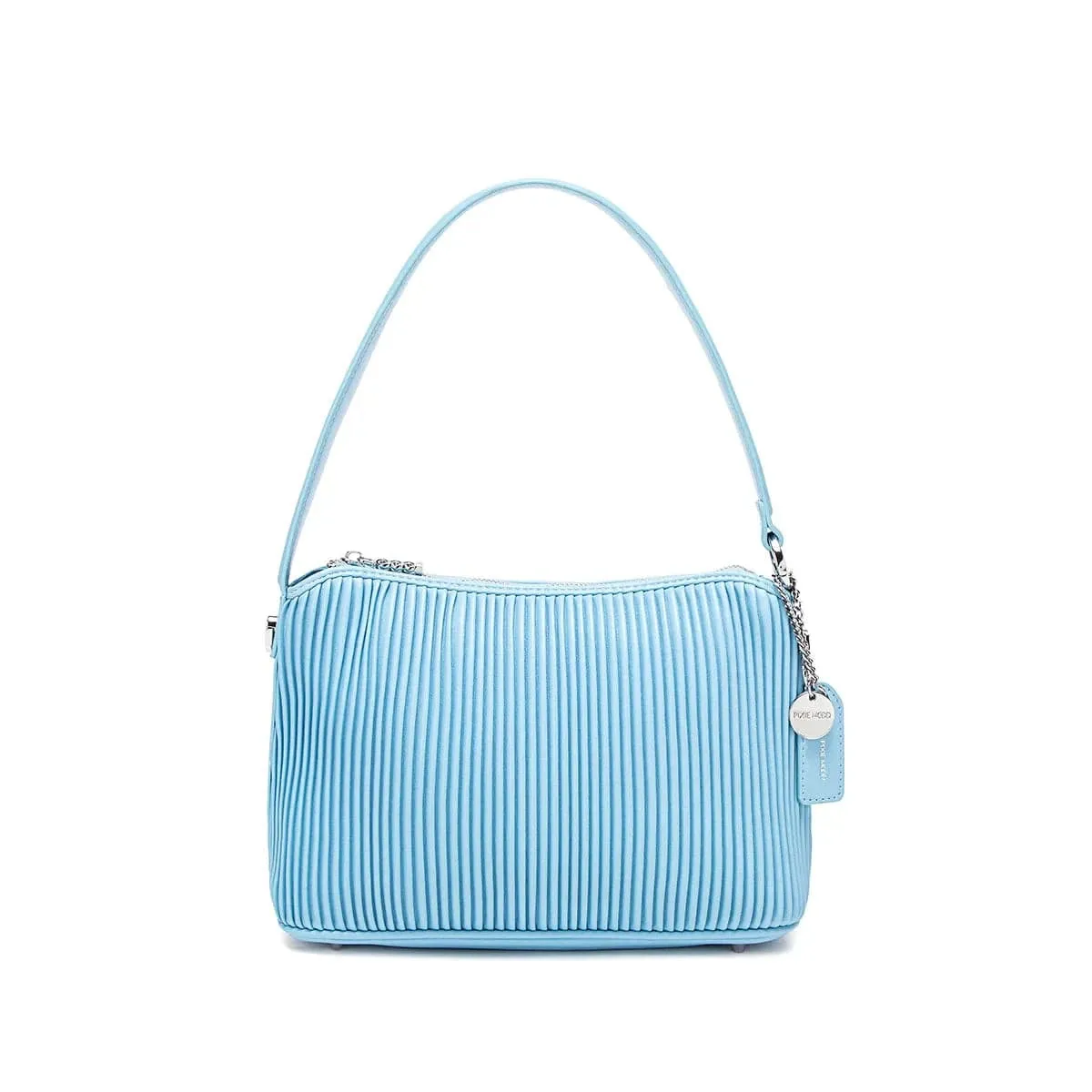 Ella Vegan Leather Crossbody Bag | Light Blue Pleated