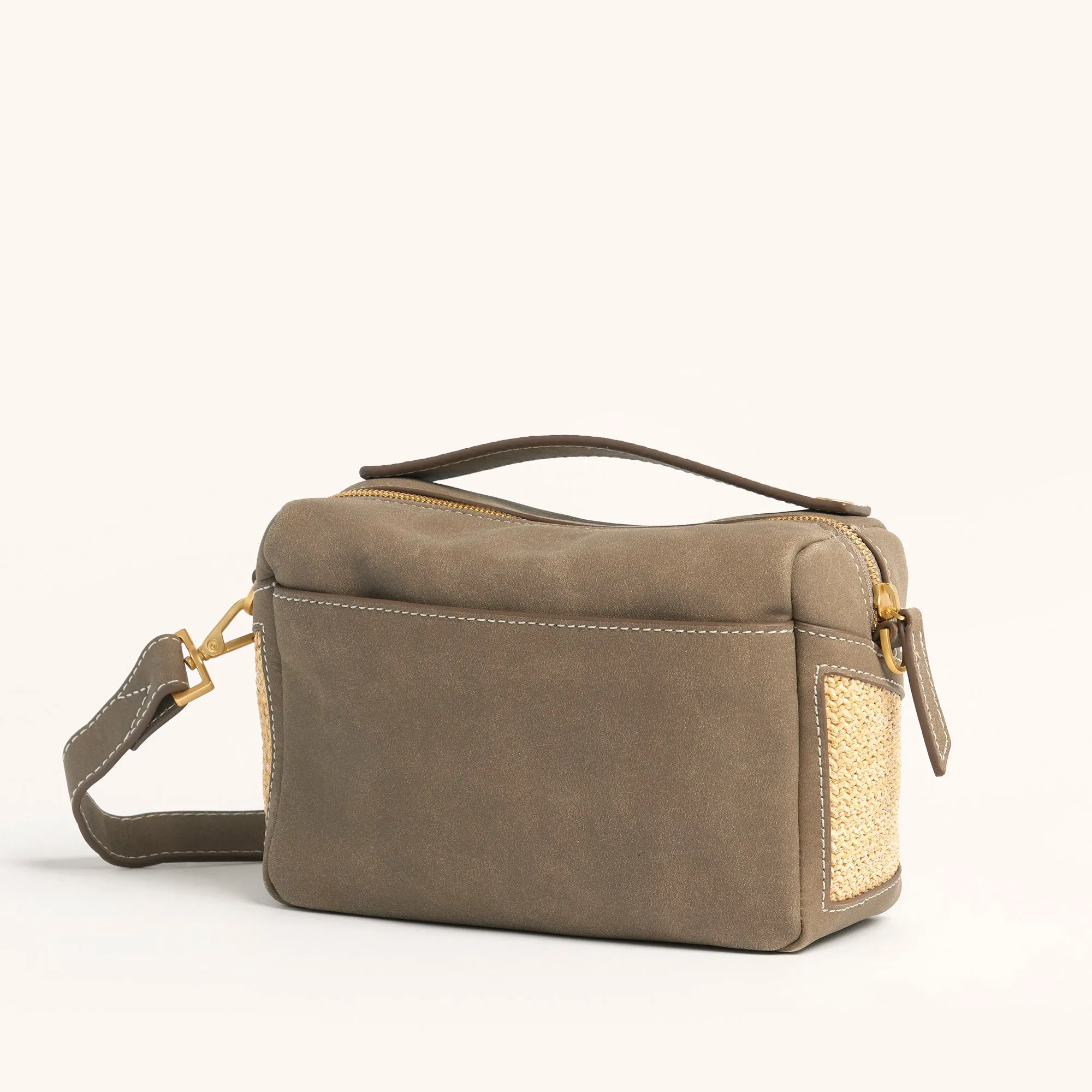 Evan Crossbody | Pewter Raffia/Brushed Gold | Sml