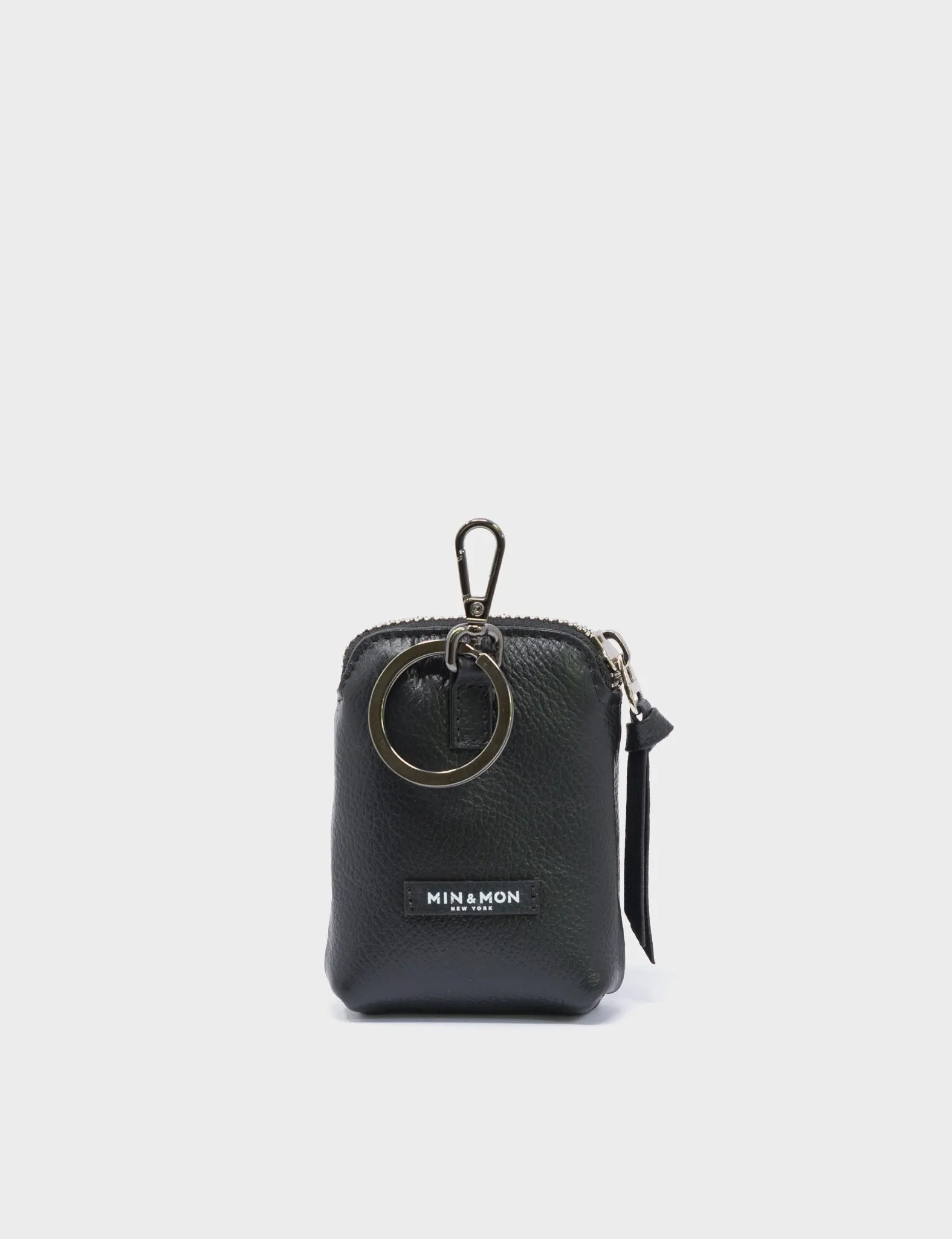 Florence Pouch Charm  - Black Leather Keychain Eyes Embroidery