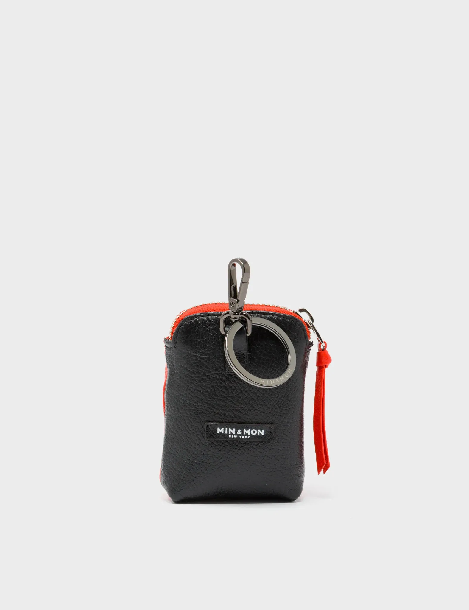 Florence Pouch Charm - Fiesta Red Leather Keychain All Over Eyes Embroidery