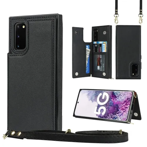 For Samsung Galaxy Note20 Cross-body Square Double Buckle Flip Card Bag TPU PU Case with Card Slots