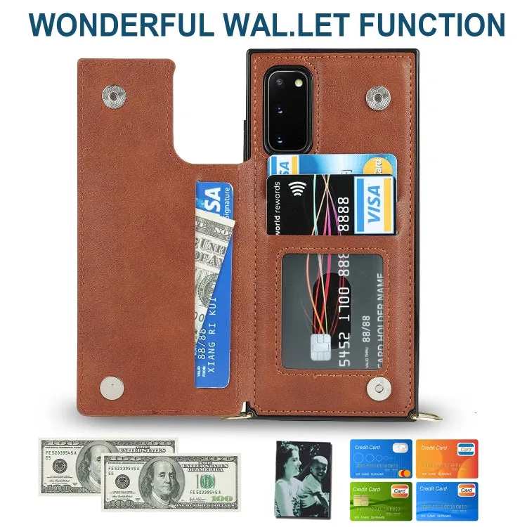 For Samsung Galaxy Note20 Cross-body Square Double Buckle Flip Card Bag TPU PU Case with Card Slots