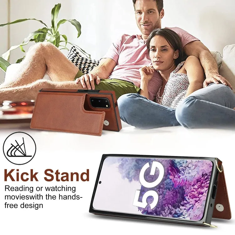 For Samsung Galaxy Note20 Cross-body Square Double Buckle Flip Card Bag TPU PU Case with Card Slots