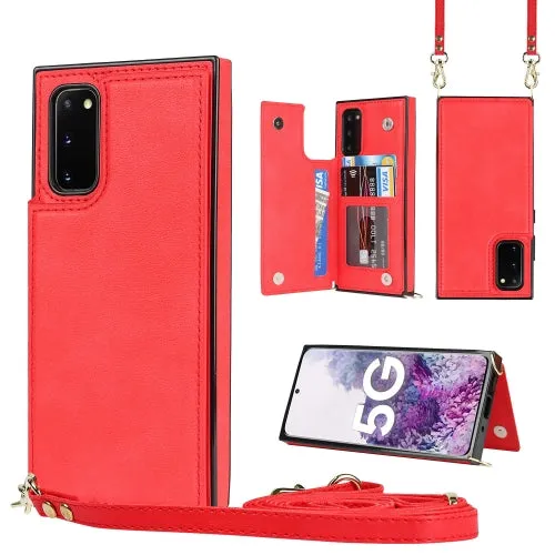 For Samsung Galaxy Note20 Cross-body Square Double Buckle Flip Card Bag TPU PU Case with Card Slots