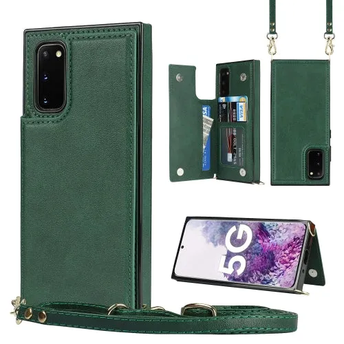 For Samsung Galaxy Note20 Cross-body Square Double Buckle Flip Card Bag TPU PU Case with Card Slots