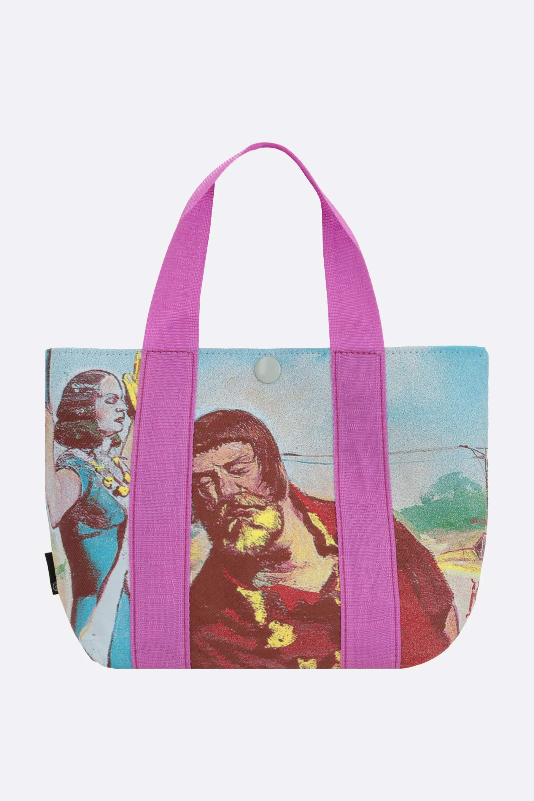 graphic printed nylon tote bag