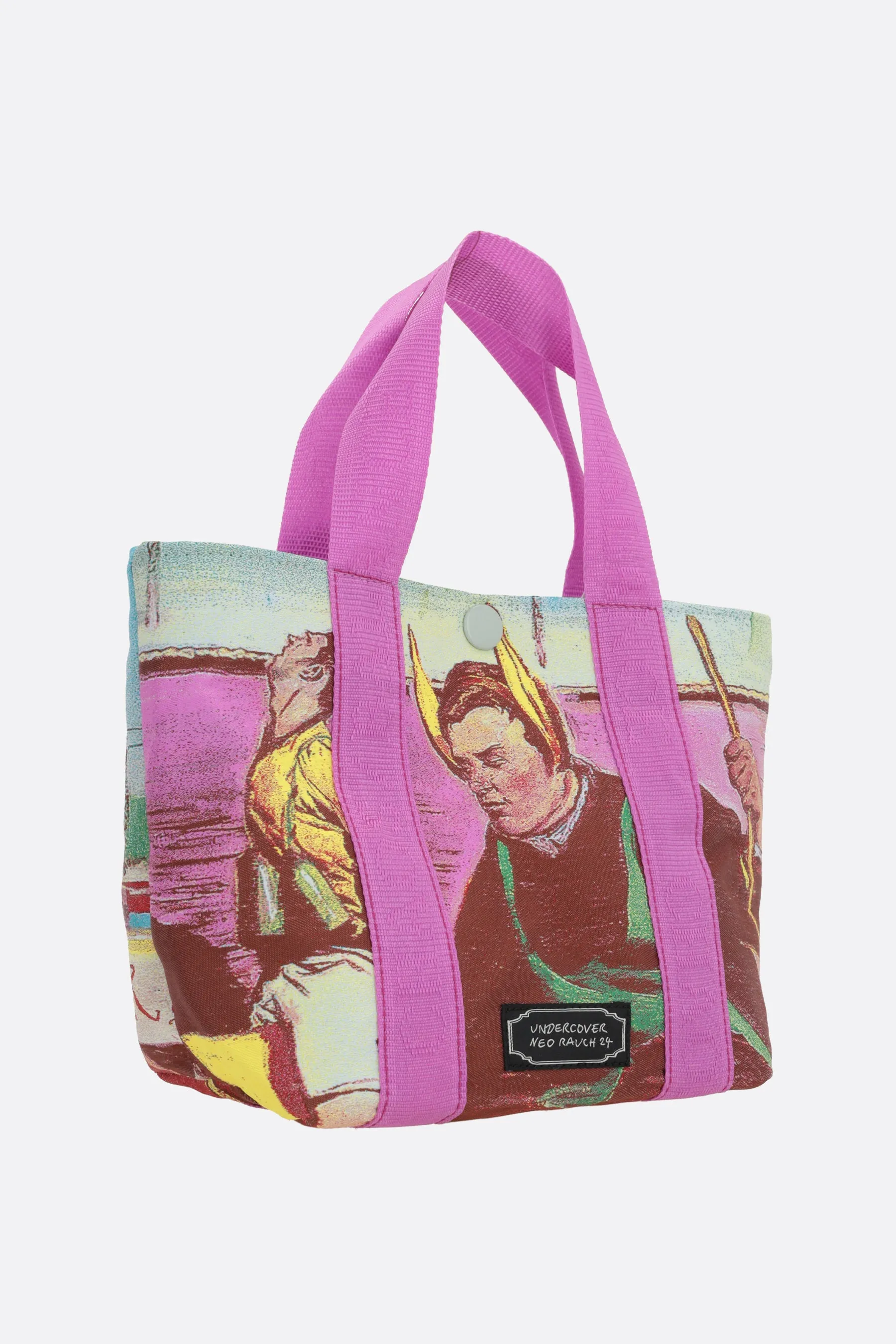 graphic printed nylon tote bag