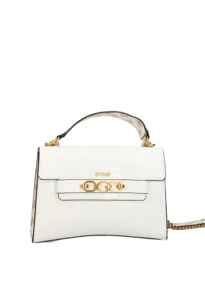 Guess Zira Croc Print Cross Body Bag, White Multi