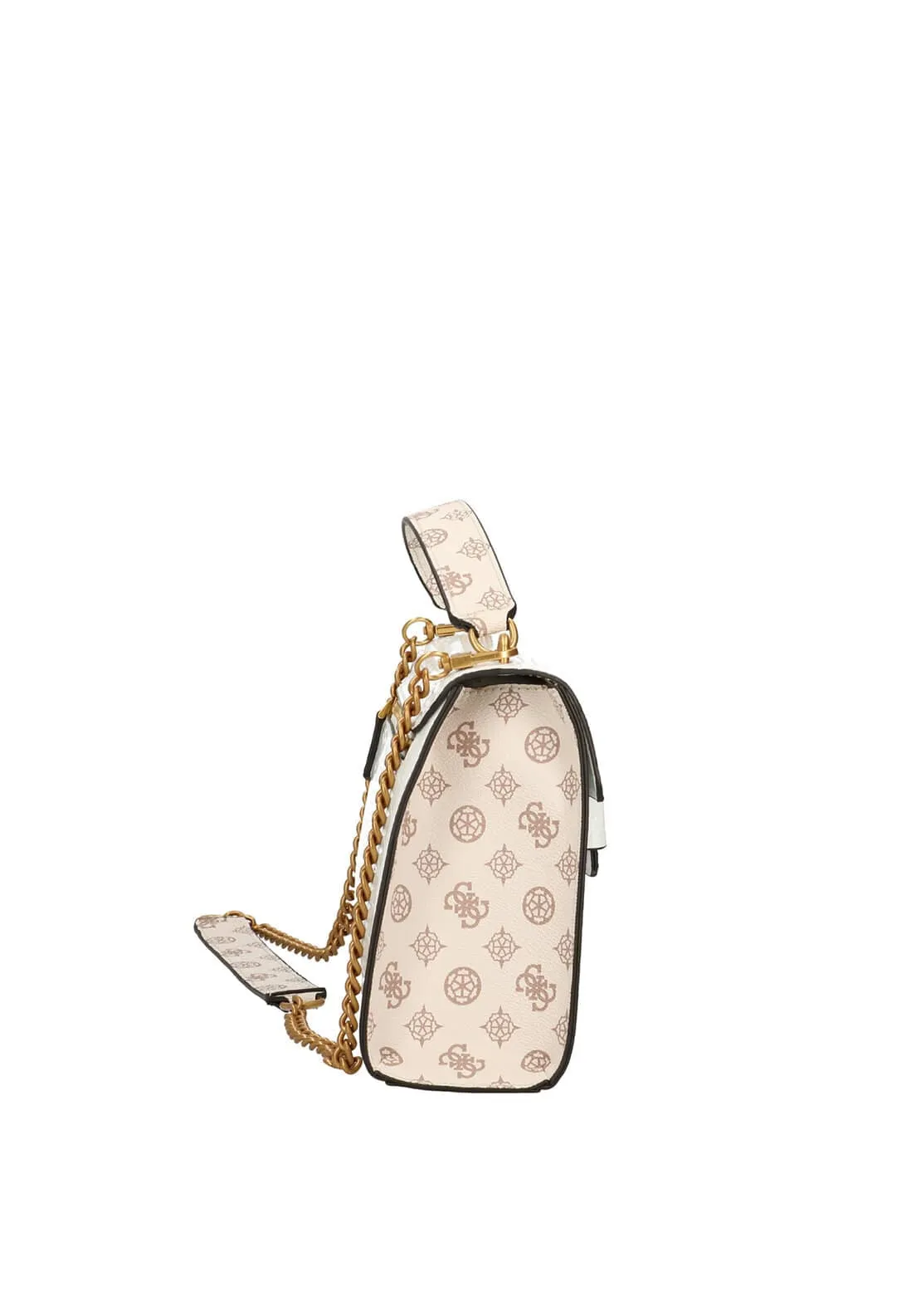 Guess Zira Croc Print Cross Body Bag, White Multi