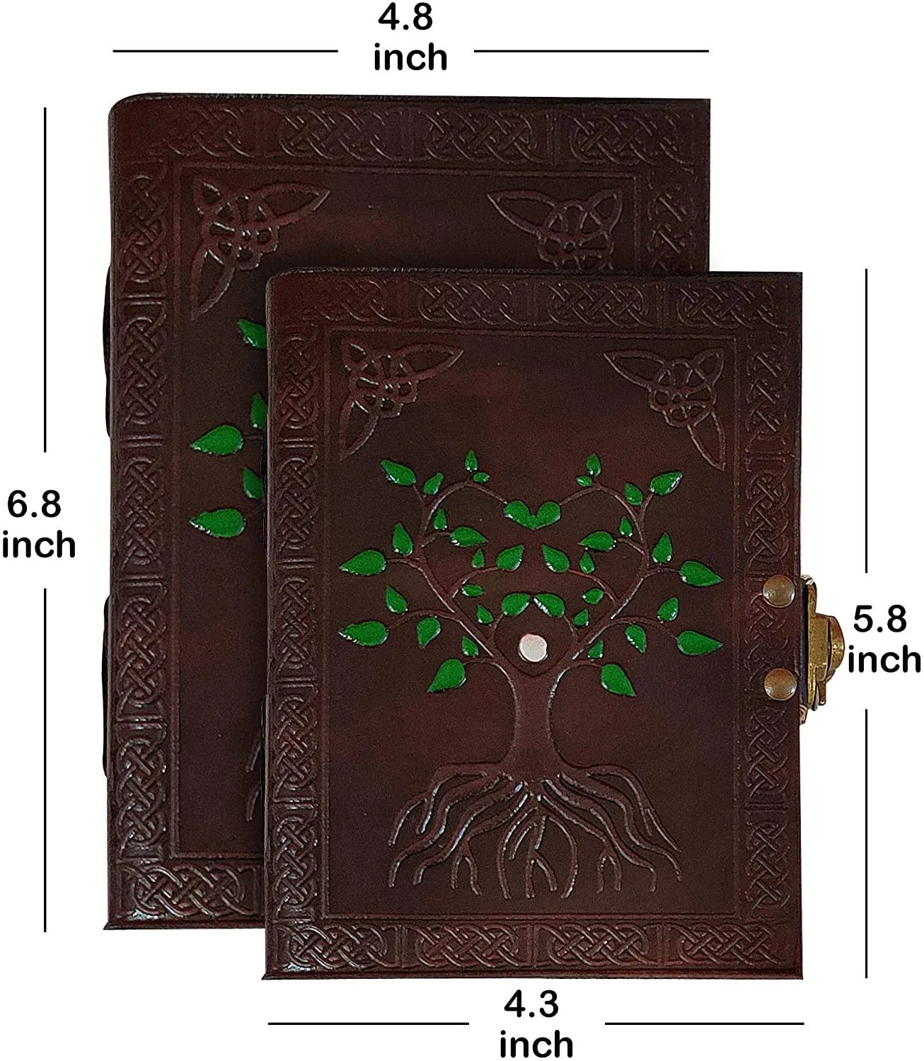 Hand Painted Sacred Tree of Life Leather Journal Travel Diary Notebook, Large