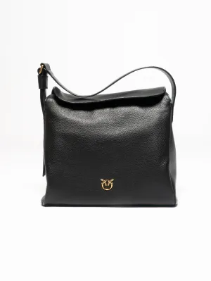 Handbag in Black Tumbled Leather
